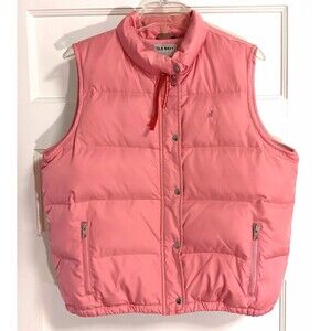 Vtg Old Navy Puffer Vest Wn XL Pink Down Quilted Pockets Fleece Lined Preppy Y2K